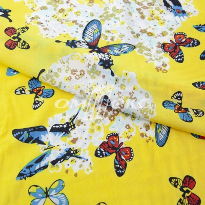 Плательная ткань "Софи" 7.2, 75 гр/м2, шир.150 см, принт бабочки - купить в Сочи. Цена 241.49 руб.
