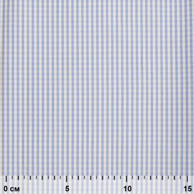 Ткань сорочечная Клетка Виши, 115 г/м2, 58% пэ,42% хл, шир.150 см, цв.2-голубой, (арт.111) - купить в Сочи. Цена 306.69 руб.