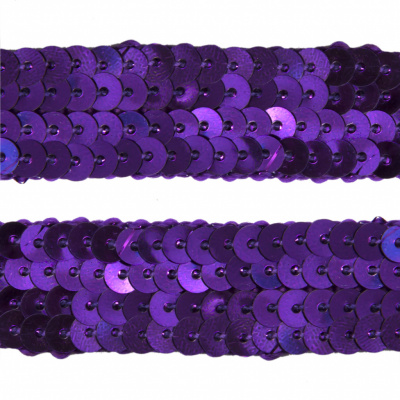 Тесьма с пайетками 12, шир. 20 мм/уп. 25+/-1 м, цвет фиолет - купить в Сочи. Цена: 778.19 руб.