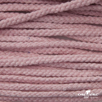 Шнур плетеный d-6 мм круглый, 70% хлопок 30% полиэстер, уп.90+/-1 м, цв.1087-розовый - купить в Сочи. Цена: 588 руб.