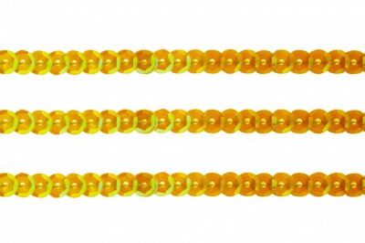 Пайетки "ОмТекс" на нитях, CREAM, 6 мм С / упак.73+/-1м, цв. 92 - золото - купить в Сочи. Цена: 484.77 руб.
