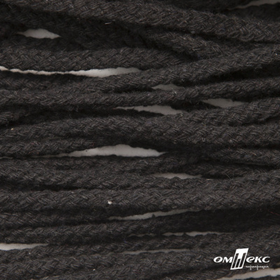 Шнур плетеный d-6 мм круглый, 70% хлопок 30% полиэстер, уп.90+/-1 м, цв.1078-черный - купить в Сочи. Цена: 588 руб.