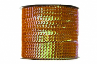 Пайетки "ОмТекс" на нитях, CREAM, 6 мм С / упак.73+/-1м, цв. 88 - оранжевый - купить в Сочи. Цена: 300.55 руб.