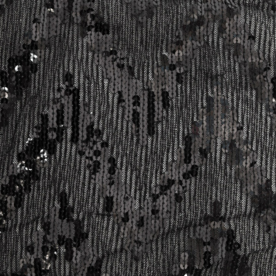 Трикотажное полотно с пайетками, шир.130 см, #311-бахрома чёрная - купить в Сочи. Цена 1 183.35 руб.
