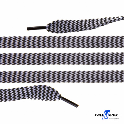 Шнурки #107-07, плоские 130 см, двухцветные цв.серый/чёрный - купить в Сочи. Цена: 23.03 руб.
