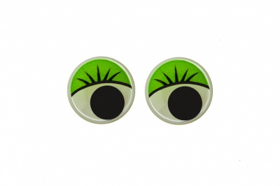 Глазки для игрушек, круглые, с бегающими зрачками, 10 мм/упак.50+/-2 шт, цв. -зеленый - купить в Сочи. Цена: 71.20 руб.