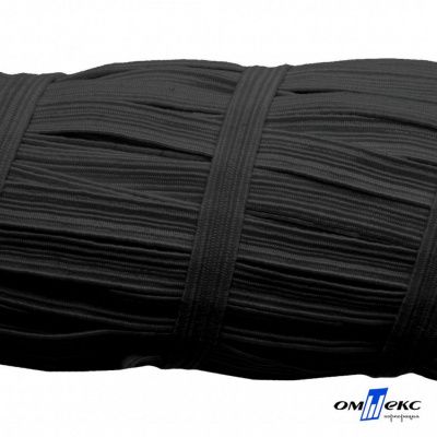 Резиновые нити с текстильным покрытием, шир. 6 мм (55 м/уп), цв.-черный - купить в Сочи. Цена: 210.75 руб.