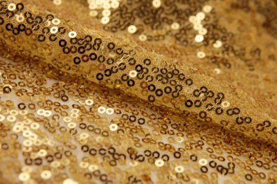 Сетка с пайетками №6, 188 гр/м2, шир.130см, цвет золото - купить в Сочи. Цена 371.02 руб.