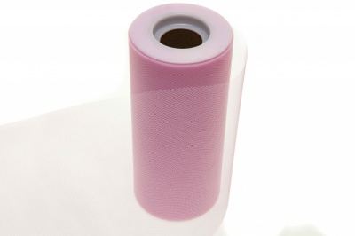 Фатин в шпульках 16-14, 10 гр/м2, шир. 15 см (в нам. 25+/-1 м), цвет розовый - купить в Сочи. Цена: 100.69 руб.