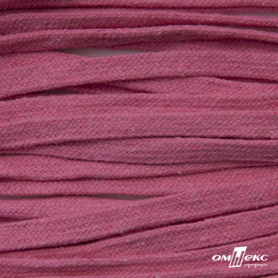 Шнур плетеный d-8 мм плоский, 70% хлопок 30% полиэстер, уп.85+/-1 м, цв.1029-розовый - купить в Сочи. Цена: 735 руб.
