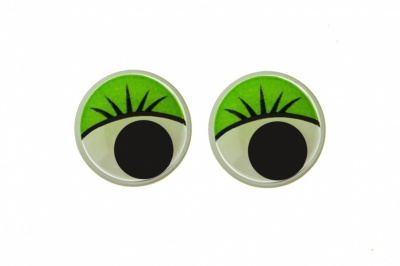 Глазки для игрушек, круглые, с бегающими зрачками, 15 мм/упак.50+/-2 шт, цв. -зеленый - купить в Сочи. Цена: 113.01 руб.