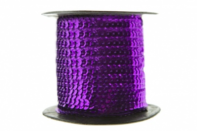 Пайетки "ОмТекс" на нитях, SILVER-BASE, 6 мм С / упак.73+/-1м, цв. 12 - фиолет - купить в Сочи. Цена: 300.55 руб.