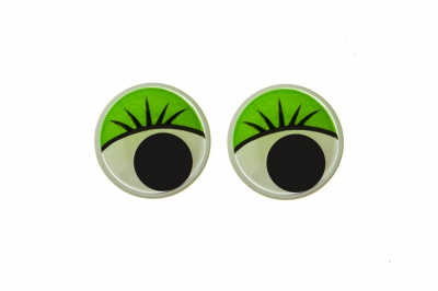 Глазки для игрушек, круглые, с бегающими зрачками, 12 мм/упак.50+/-2 шт, цв. -зеленый - купить в Сочи. Цена: 95.04 руб.