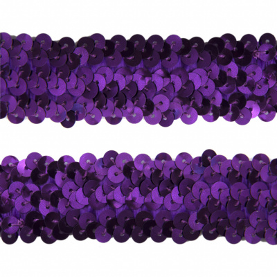 Тесьма с пайетками 12, шир. 30 мм/уп. 25+/-1 м, цвет фиолет - купить в Сочи. Цена: 1 098.48 руб.