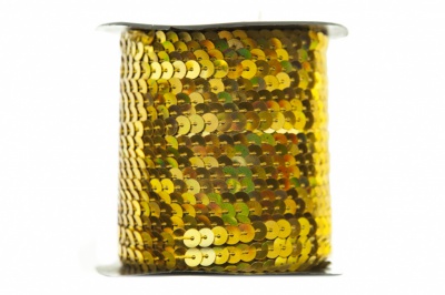 Пайетки "ОмТекс" на нитях, SILVER SHINING, 6 мм F / упак.91+/-1м, цв. 48 - золото - купить в Сочи. Цена: 356.19 руб.