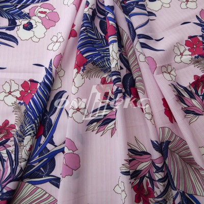 Плательная ткань "Фламенко" 18.1, 80 гр/м2, шир.150 см, принт растительный - купить в Сочи. Цена 239.03 руб.