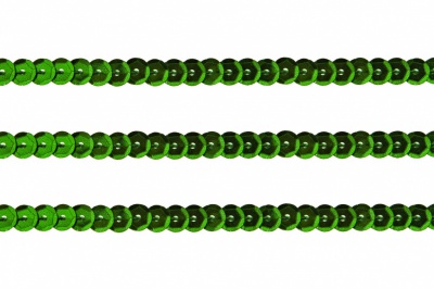 Пайетки "ОмТекс" на нитях, SILVER-BASE, 6 мм С / упак.73+/-1м, цв. 4 - зеленый - купить в Сочи. Цена: 484.77 руб.