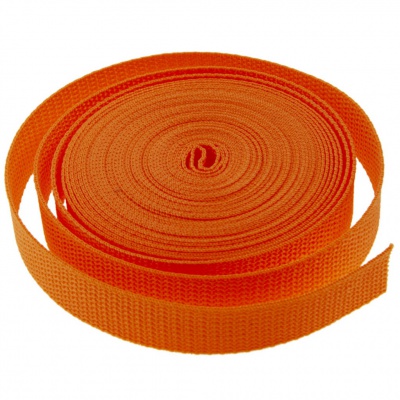 Стропа текстильная, шир. 25 мм (в нам. 50+/-1 ярд), цвет оранжевый - купить в Сочи. Цена: 409.94 руб.