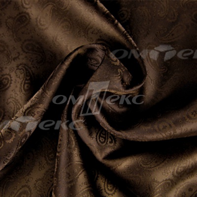Ткань подкладочная жаккард Р14098, 19-1217/коричневый, 85 г/м2, шир. 150 см, 230T - купить в Сочи. Цена 166.45 руб.